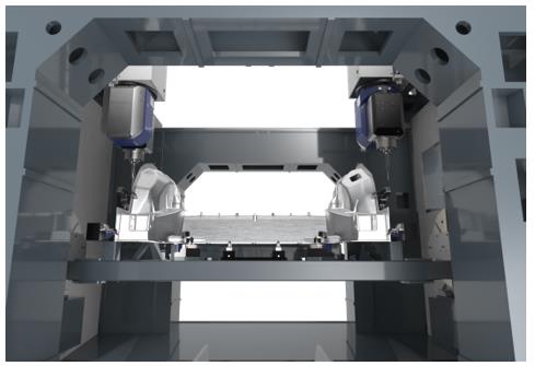 普拉迪大型一體化壓鑄車身結(jié)構(gòu)件加工設(shè)備，雙五軸龍門加工中心（5）